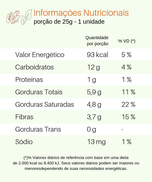 Tabela Nutricional Alfarroba com Coco Carob House